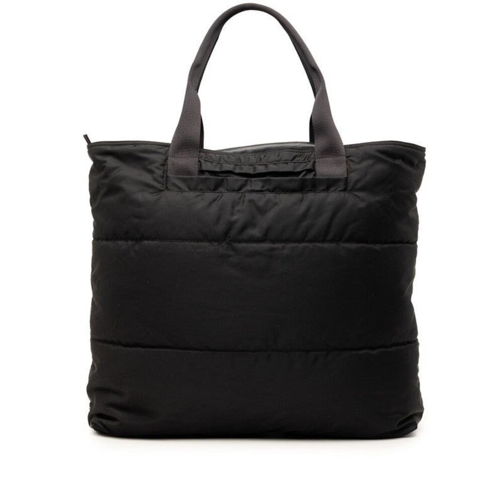 Prada Triangle Logo Plate Travel Boston Bag Black